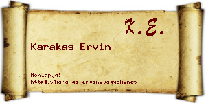 Karakas Ervin névjegykártya